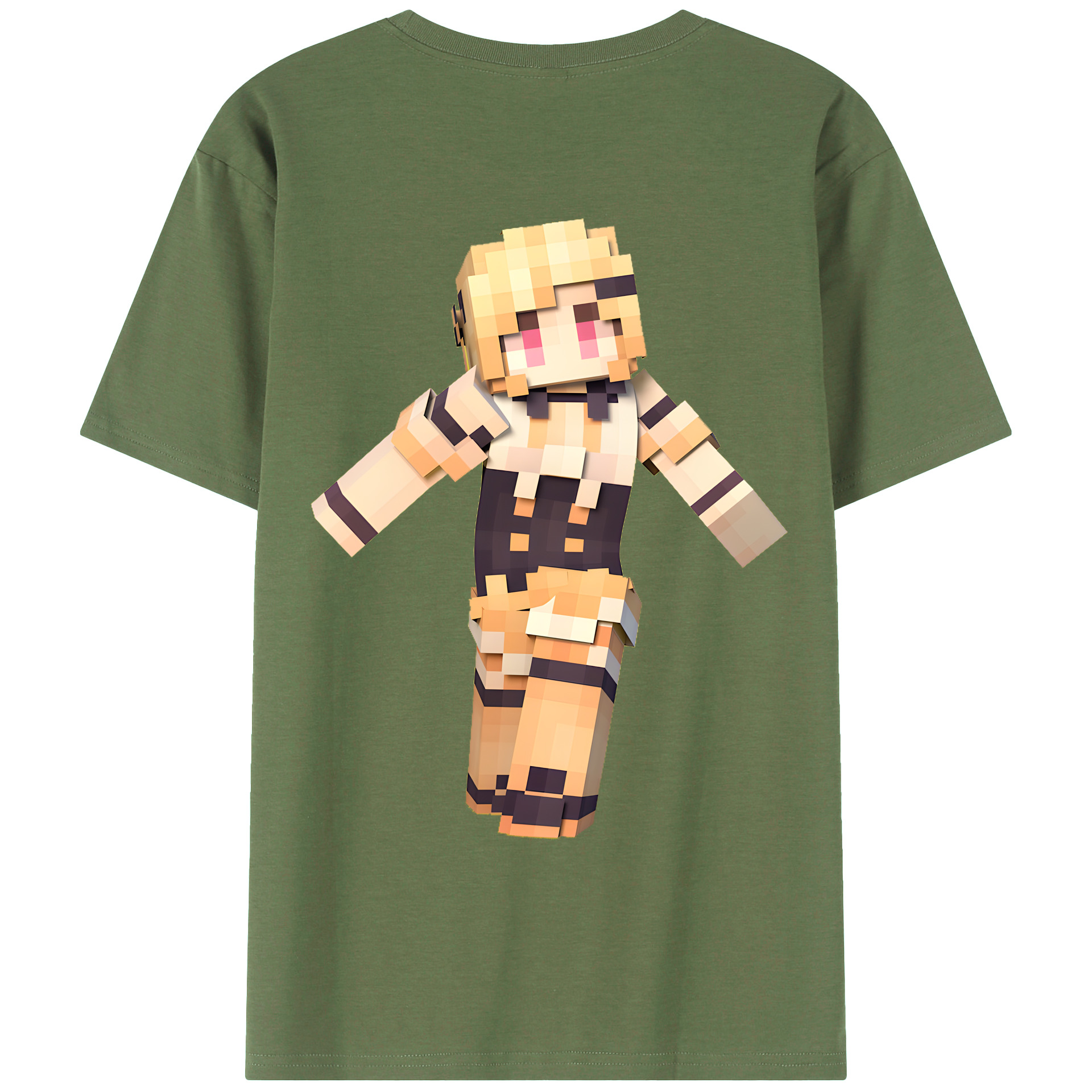 （画像用） マインクラフト ブロックの世界 Minecraft MC Block world 綿100％ メンズ半袖Tシャツ（バックプリント） 通気性